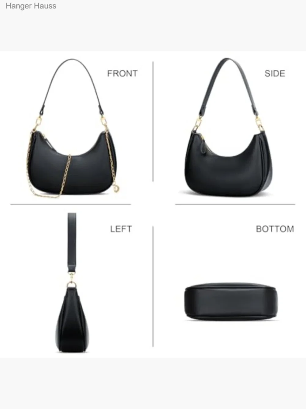 Trendy Crescent Hobo Bag with Detachable Chain - Small
